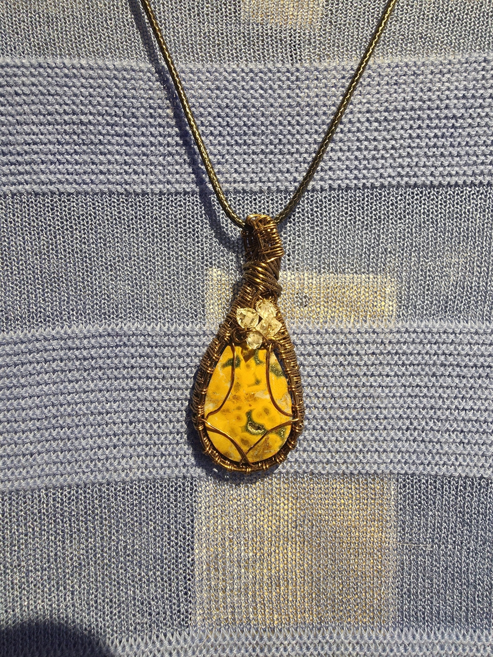 Handcrafted Yellow Teardrop Pendant Necklace - Women Jewelry